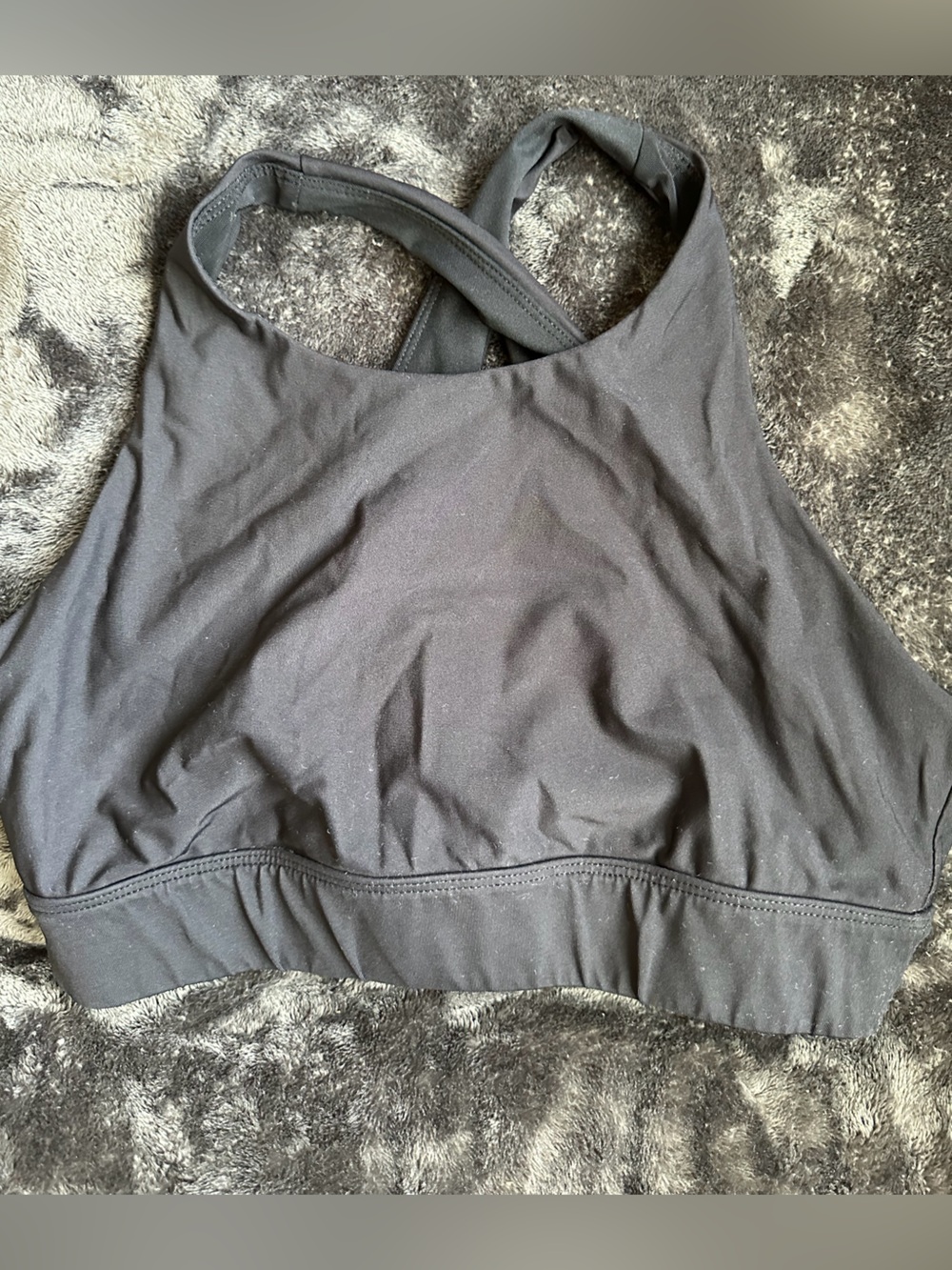 Fabletics Black High-Neck Cross-Back Sports Bra